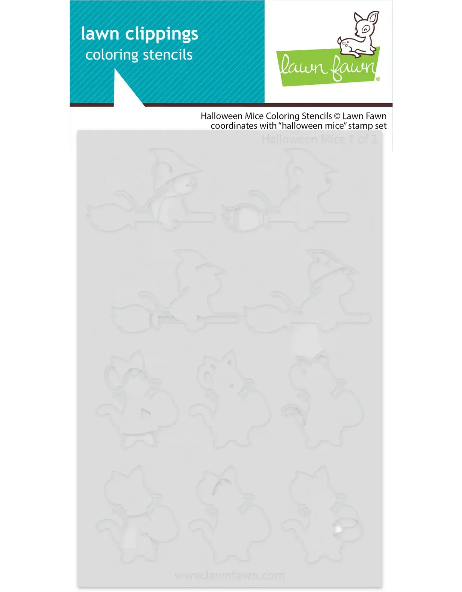 LAWN FAWN LAWN FAWN HALLOWEEN MICE COLORING STENCIL 3/PK