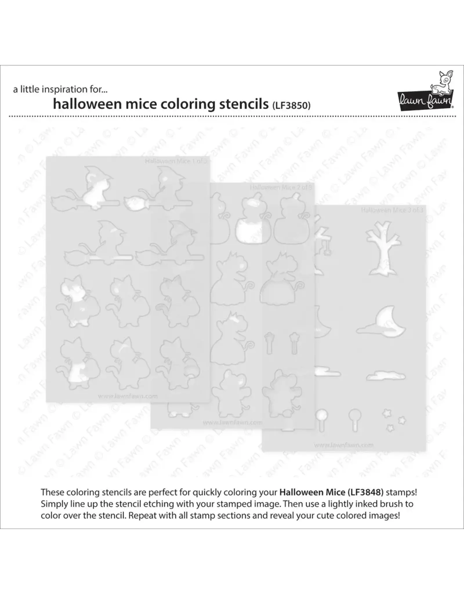 LAWN FAWN LAWN FAWN HALLOWEEN MICE COLORING STENCIL 3/PK