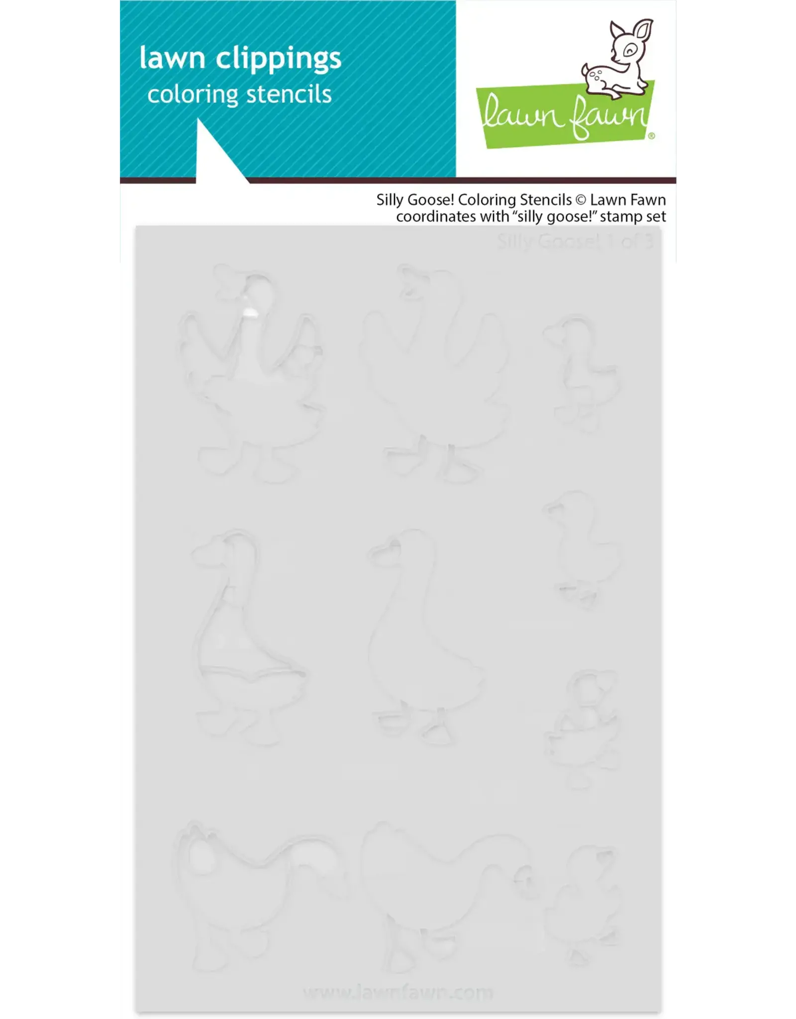 LAWN FAWN LAWN FAWN SILLY GOOSE! COLORING STENCIL 3/PK