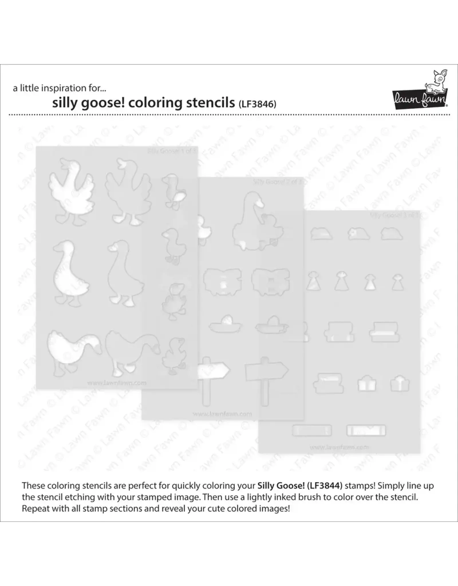 LAWN FAWN LAWN FAWN SILLY GOOSE! COLORING STENCIL 3/PK