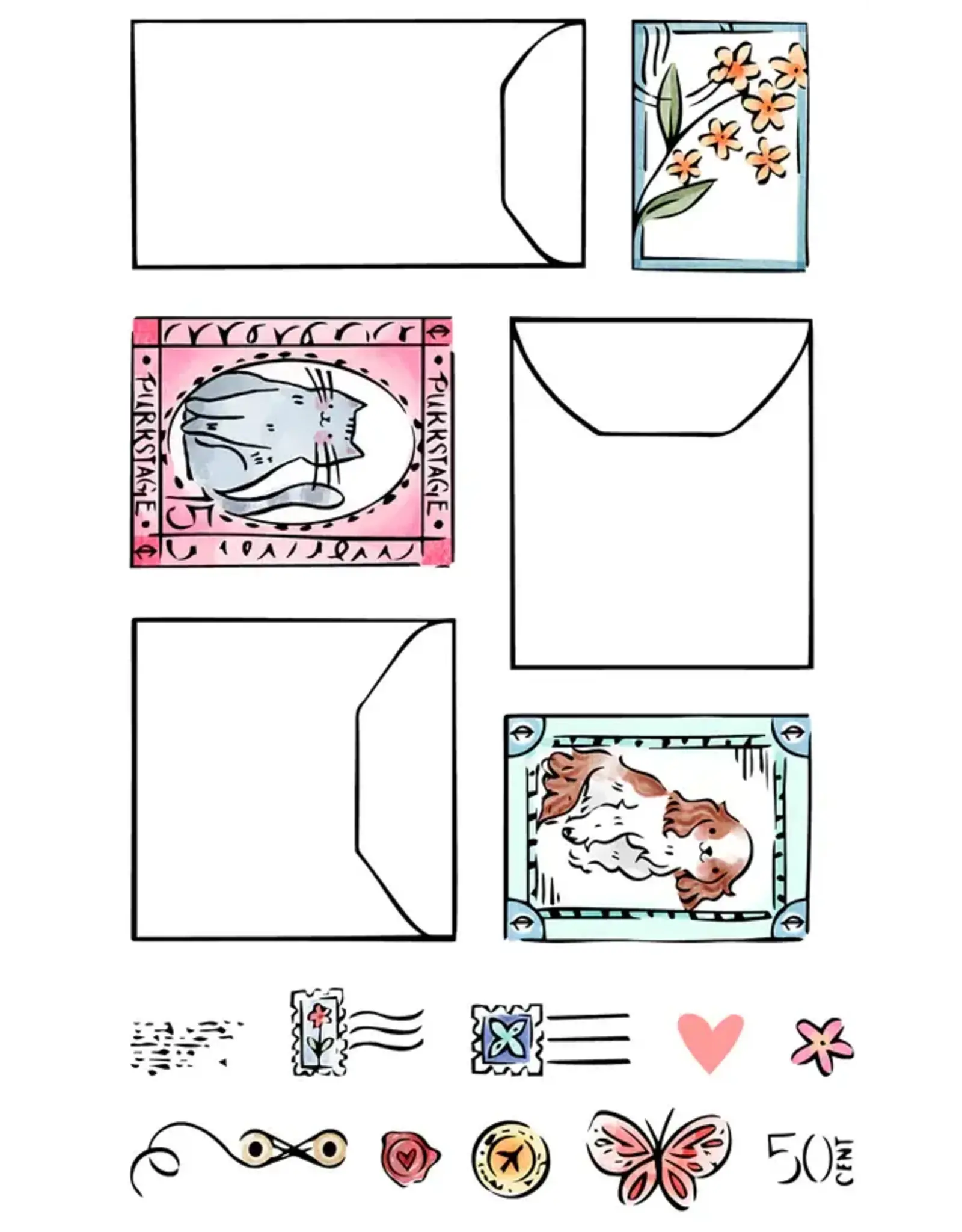 LDRS CREATIVE LDRS CREATIVE ENVELOPE & POSTAGE COLLAGE CLEAR STAMP SET