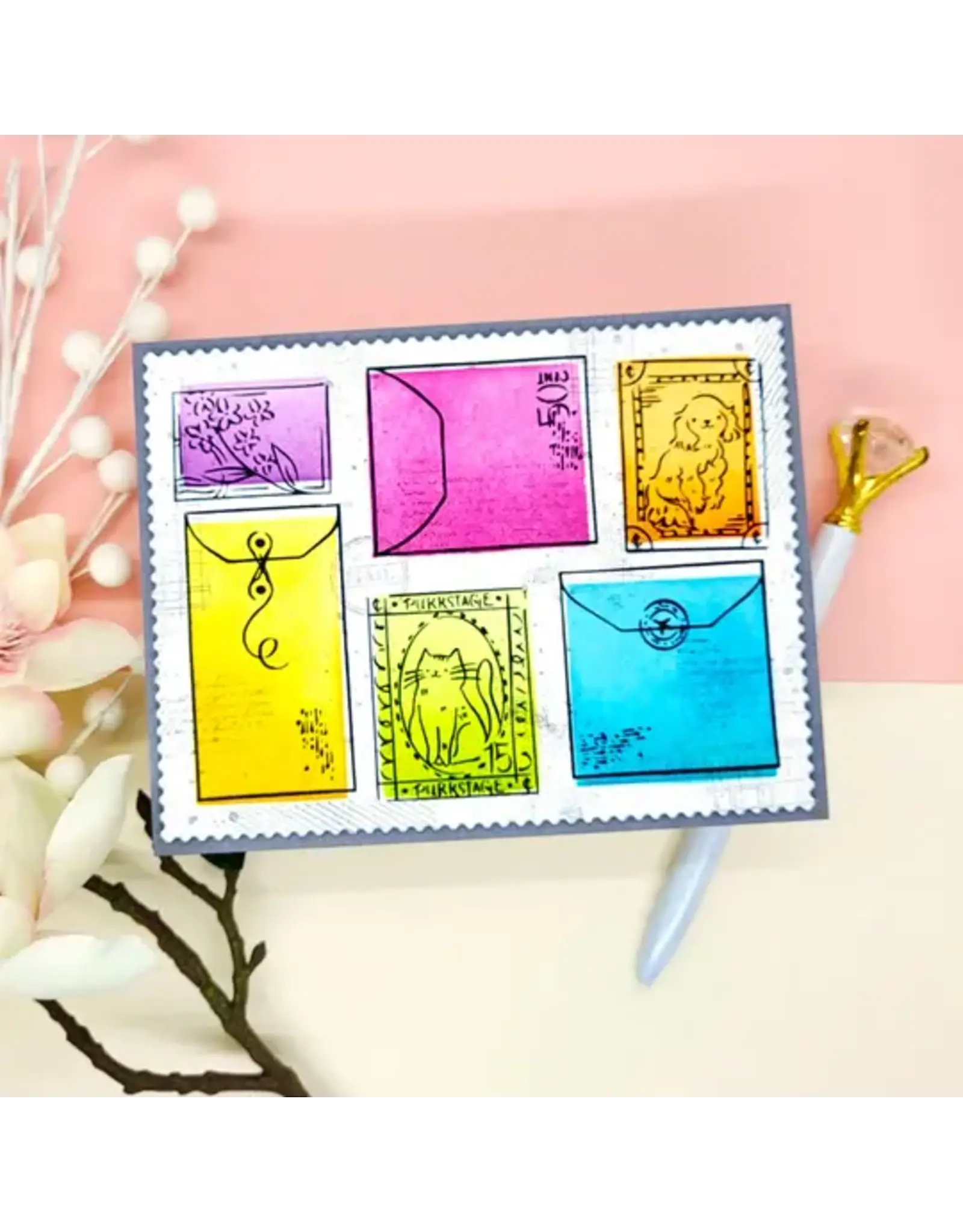 LDRS CREATIVE LDRS CREATIVE ENVELOPE & POSTAGE COLLAGE CLEAR STAMP SET