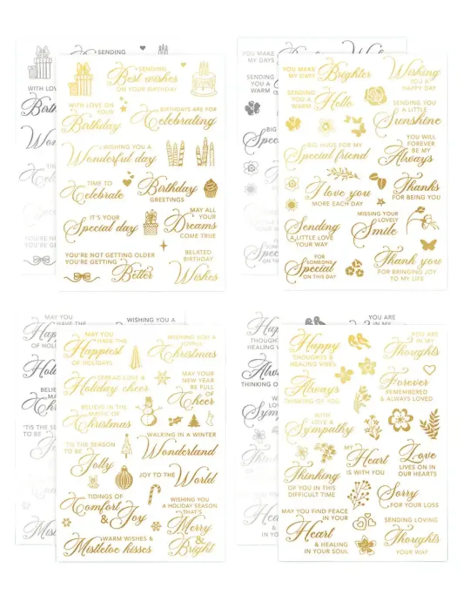 LDRS CREATIVE LDRS CREATIVE GOLD FOIL & SILVER FOIL SENTIMENTAL RUB-ON TRANSFER SHEET BUNDLE 2