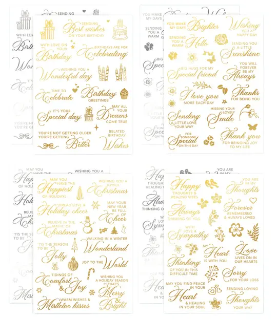 LDRS CREATIVE LDRS CREATIVE GOLD FOIL & SILVER FOIL SENTIMENTAL RUB-ON TRANSFER SHEET BUNDLE 2