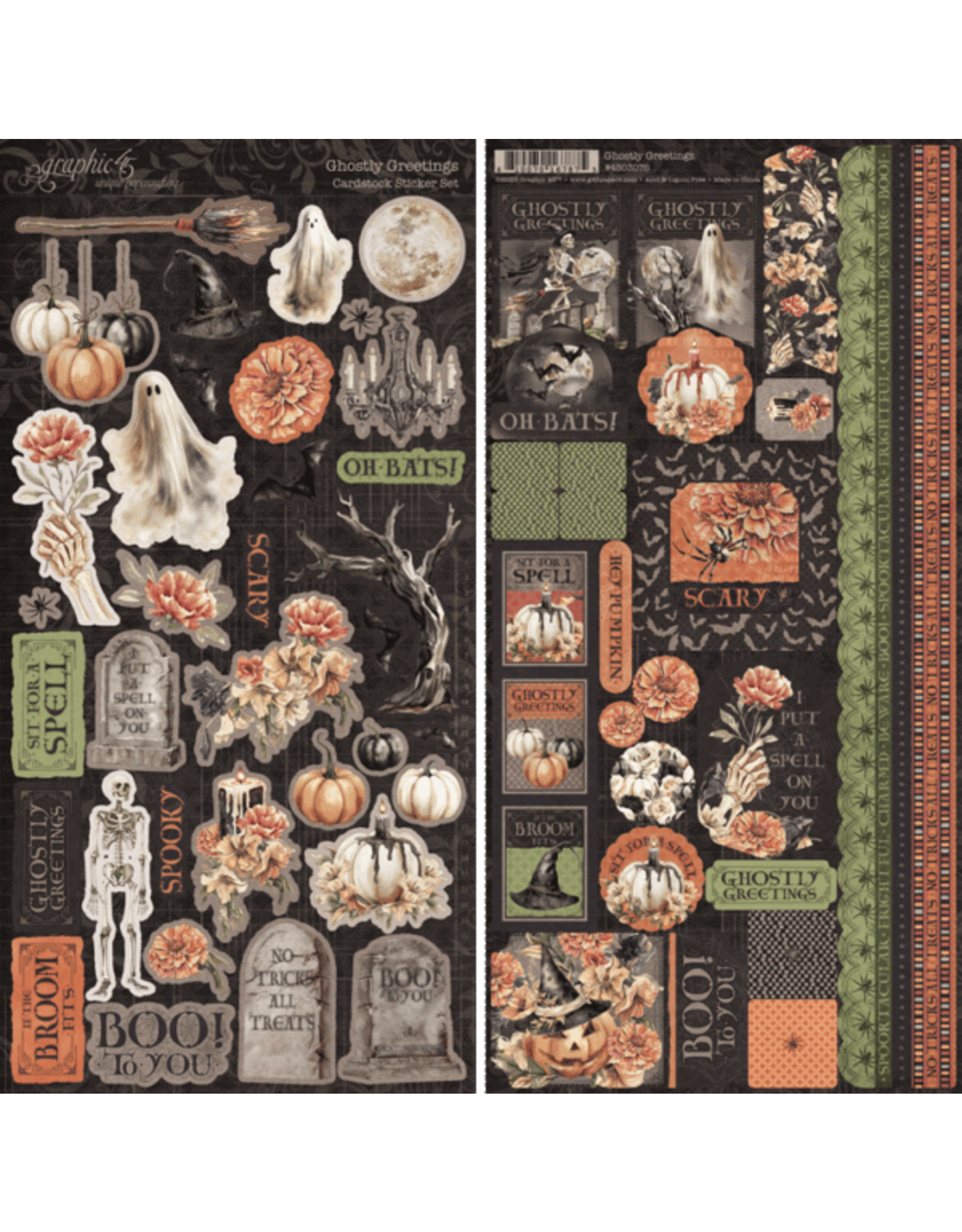 GRAPHIC 45 GRAPHIC 45 GHOSTLY GREETINGS CARDSTOCK STICKER SET