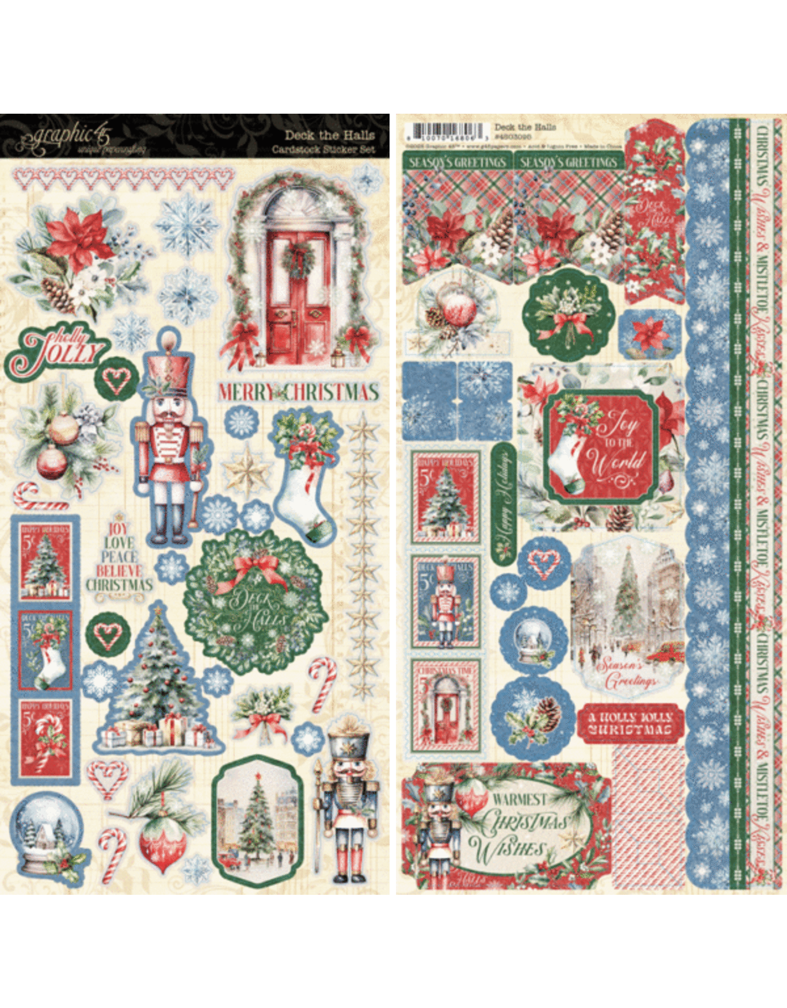 GRAPHIC 45 GRAPHIC 45 DECK THE HALLS CARDSTOCK STICKER SET