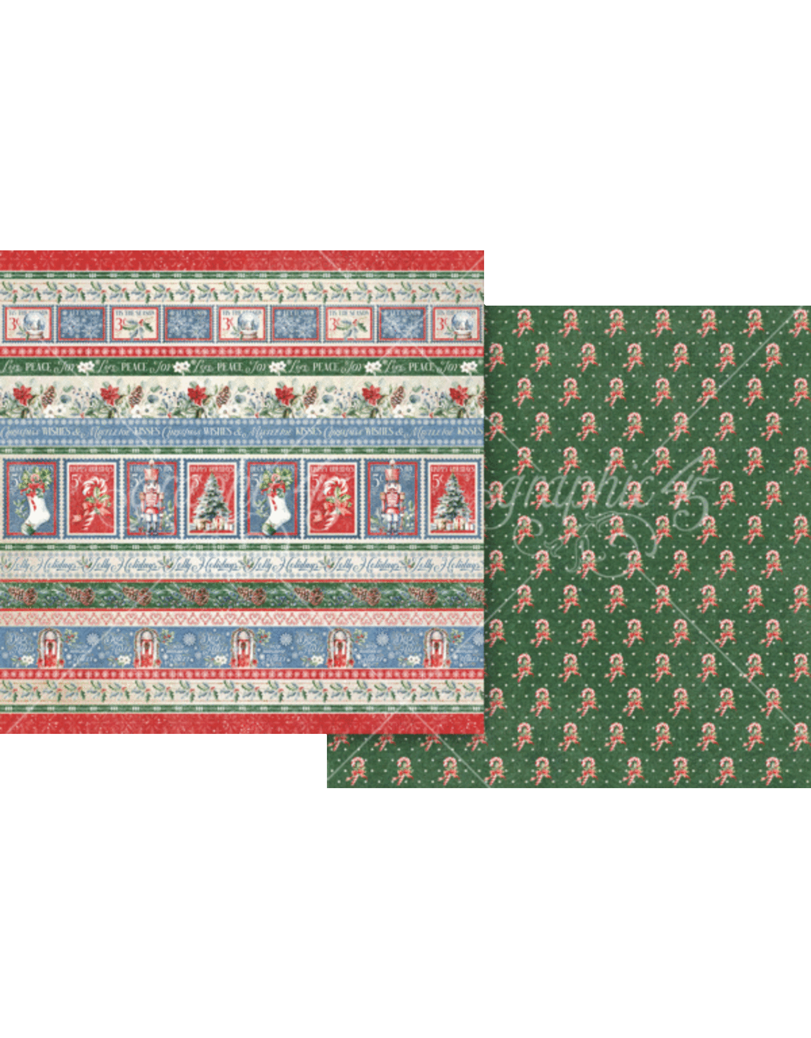 GRAPHIC 45 GRAPHIC 45 DECK THE HALLS JOLLY HOLIDAYS 12x12 CARDSTOCK
