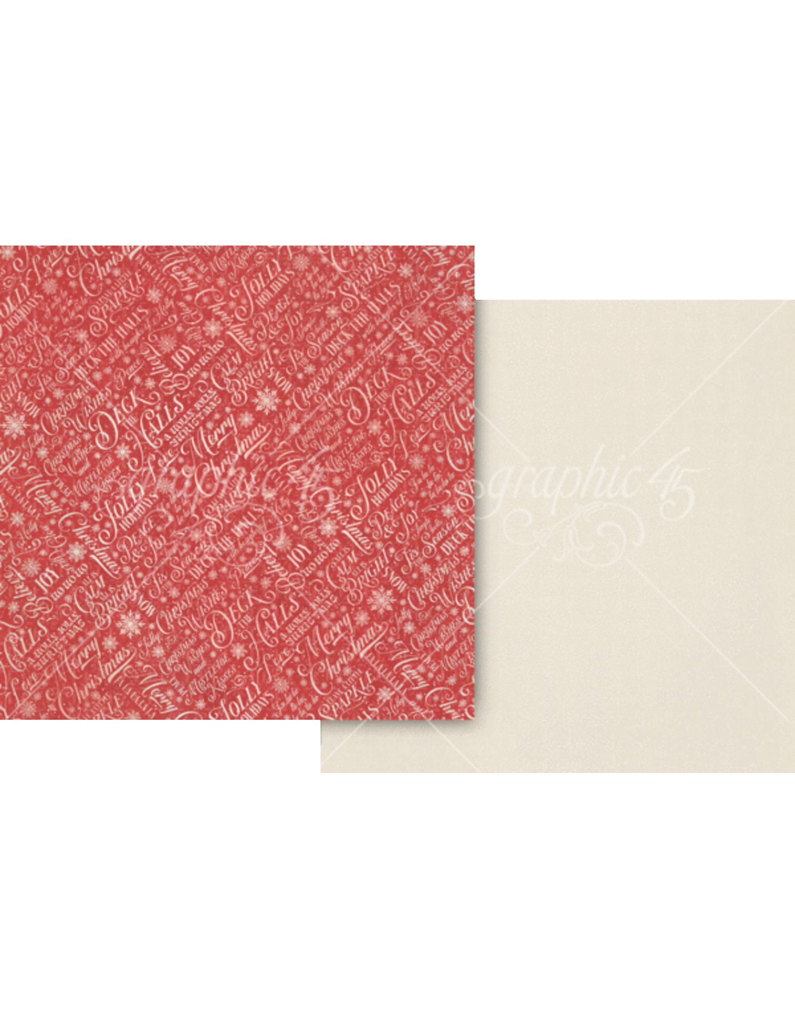 GRAPHIC 45 GRAPHIC 45 DECK THE HALLS SNOWDRIFT WHITE 12x12 CARDSTOCK