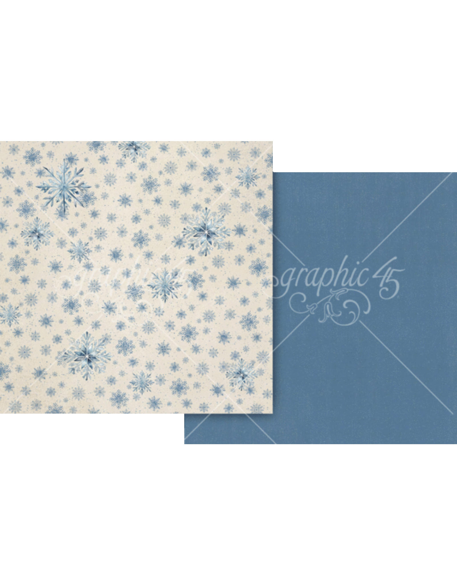 GRAPHIC 45 GRAPHIC 45 DECK THE HALLS WINTERLAND BLUE PATTERN & SOLID SHEET 12x12 CARDSTOCK
