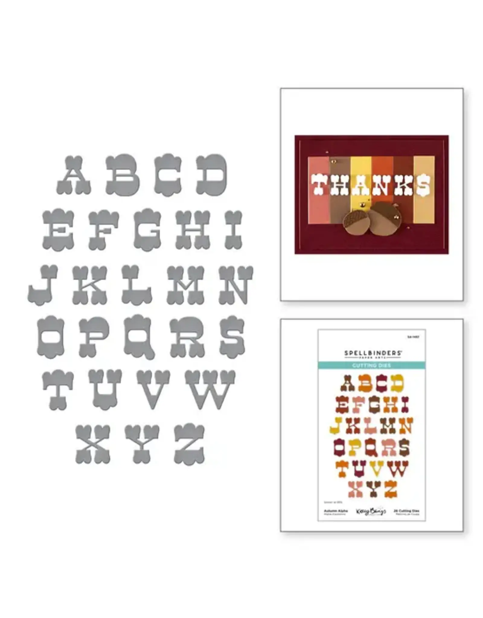 SPELLBINDERS SPELLBINDERS KELLY BANGS AUTUMN ARCHIVES COLLECTION AUTUMN ALPHA ETCHED DIE SET