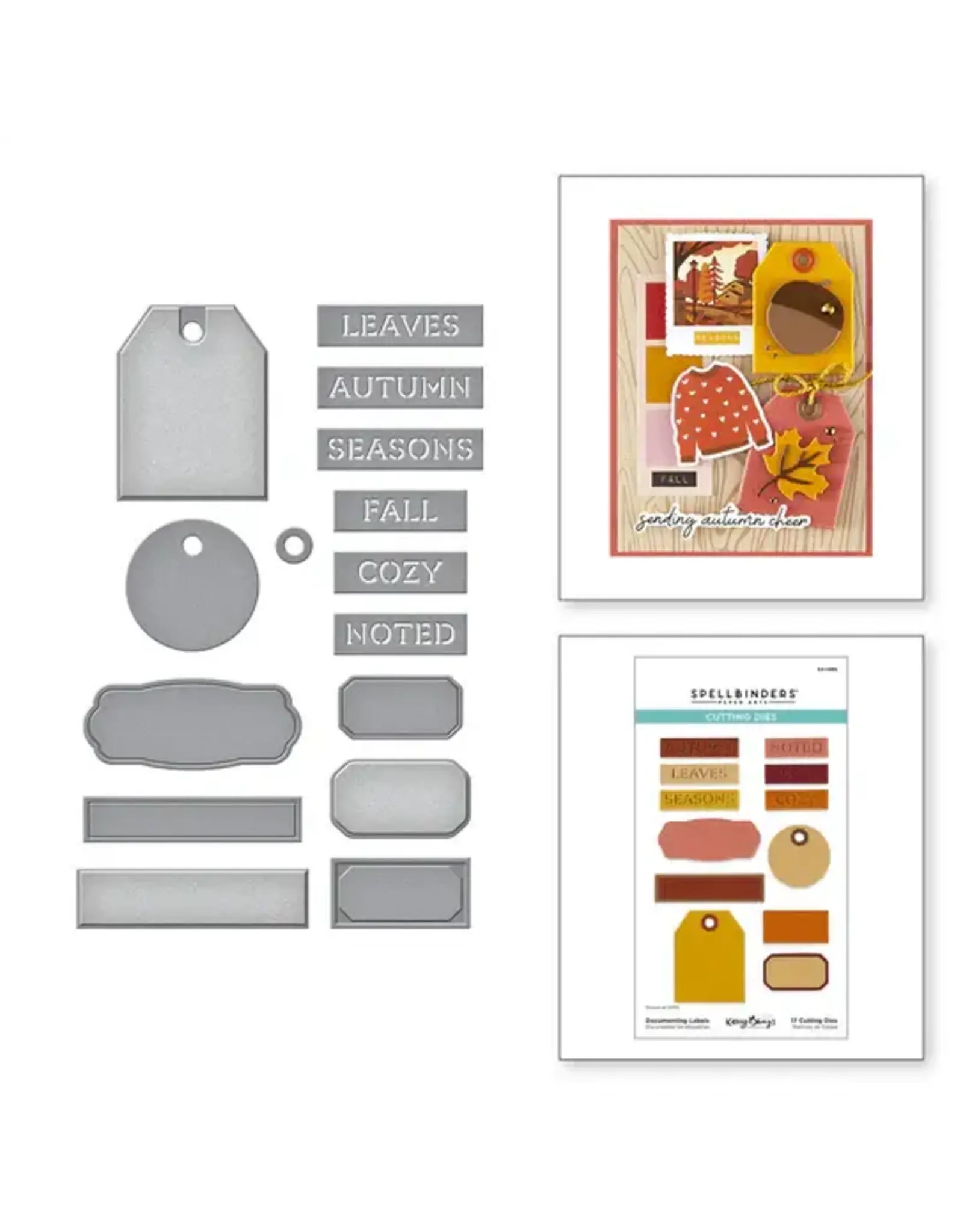 SPELLBINDERS SPELLBINDERS KELLY BANGS AUTUMN ARCHIVES COLLECTION DOCUMENTING LABELS ETCHED DIE SET