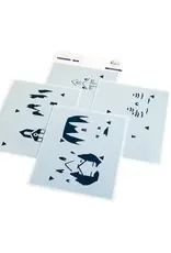PINKFRESH PINKFRESH STUDIO LANTERN LANDSCAPES: SNOWY COTTAGE STENCIL SET 4/PK