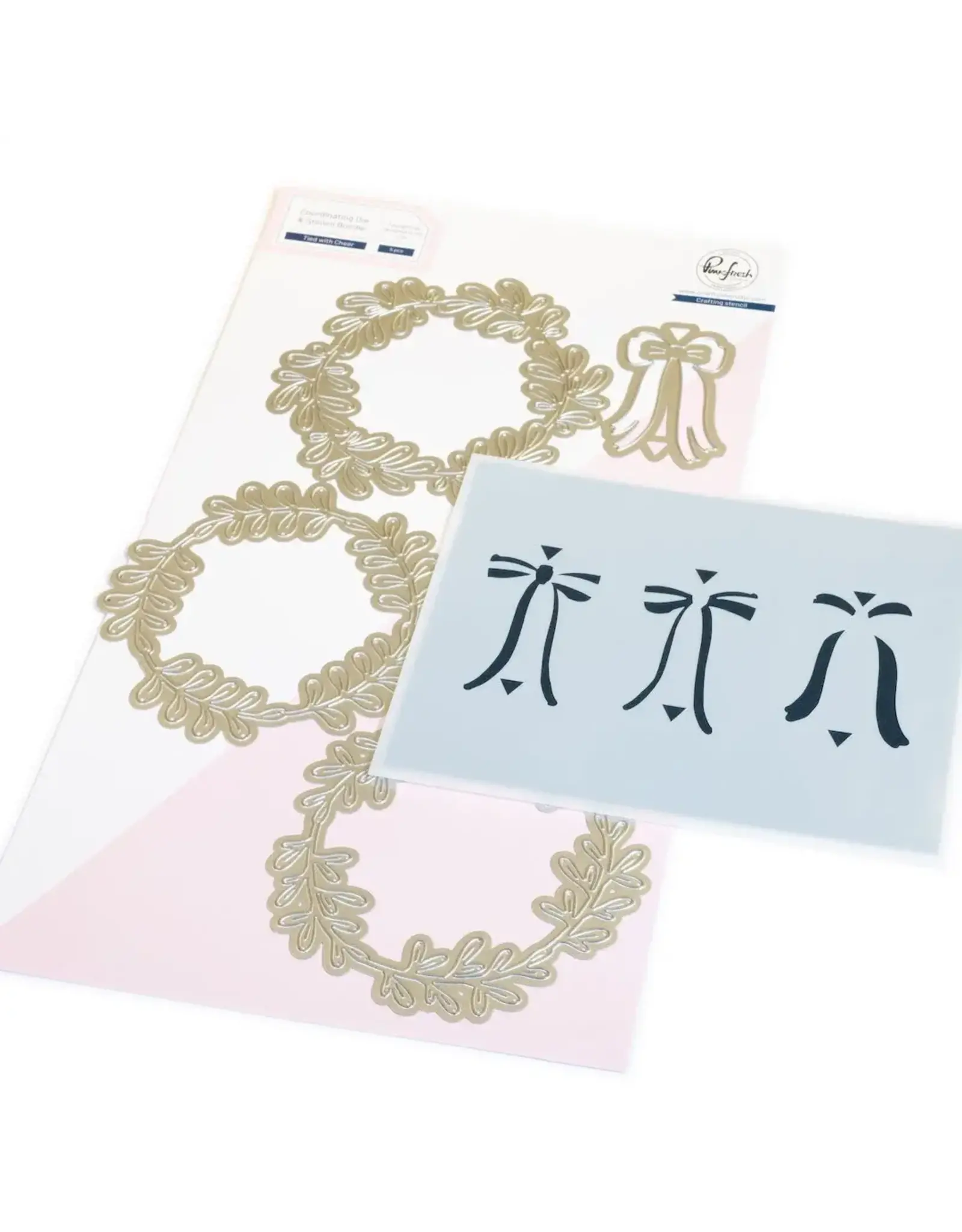 PINKFRESH PINKFRESH STUDIO TIED WITH CHEER DIE & STENCIL BUNDLE