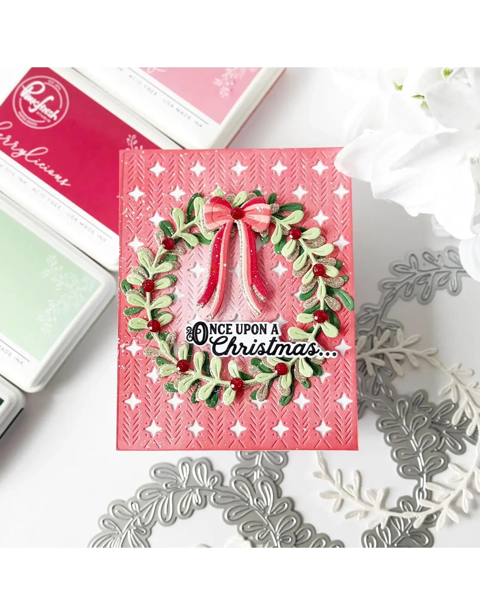 PINKFRESH PINKFRESH STUDIO TIED WITH CHEER DIE & STENCIL BUNDLE