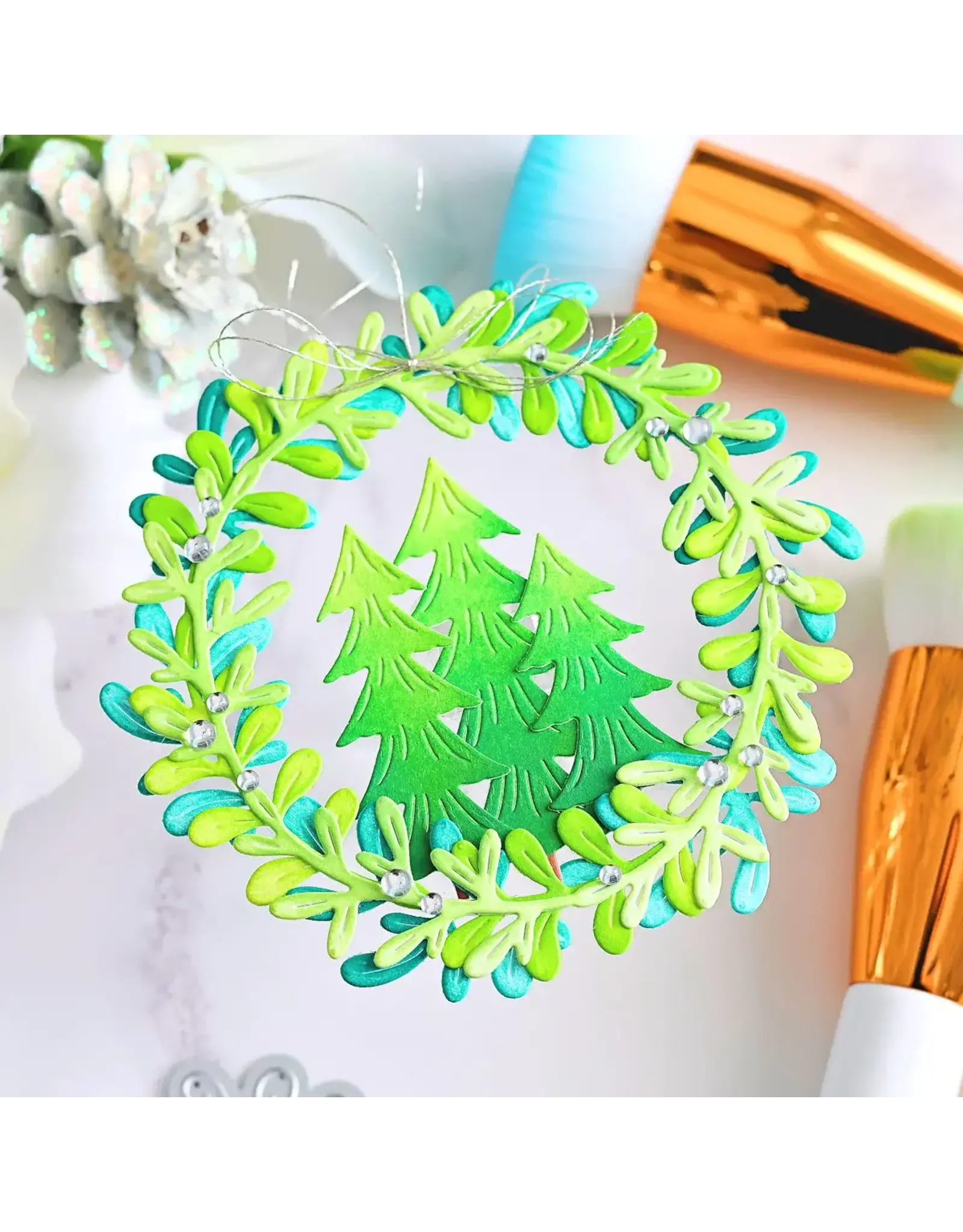 PINKFRESH PINKFRESH STUDIO TIED WITH CHEER DIE & STENCIL BUNDLE