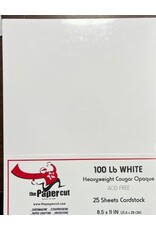 PAPER CUT THE PAPER CUT 100 LB WHITE HEAVYWEIGHT COUGAR OPAQUE 8.5x11 CARDSTOCK 25/PK