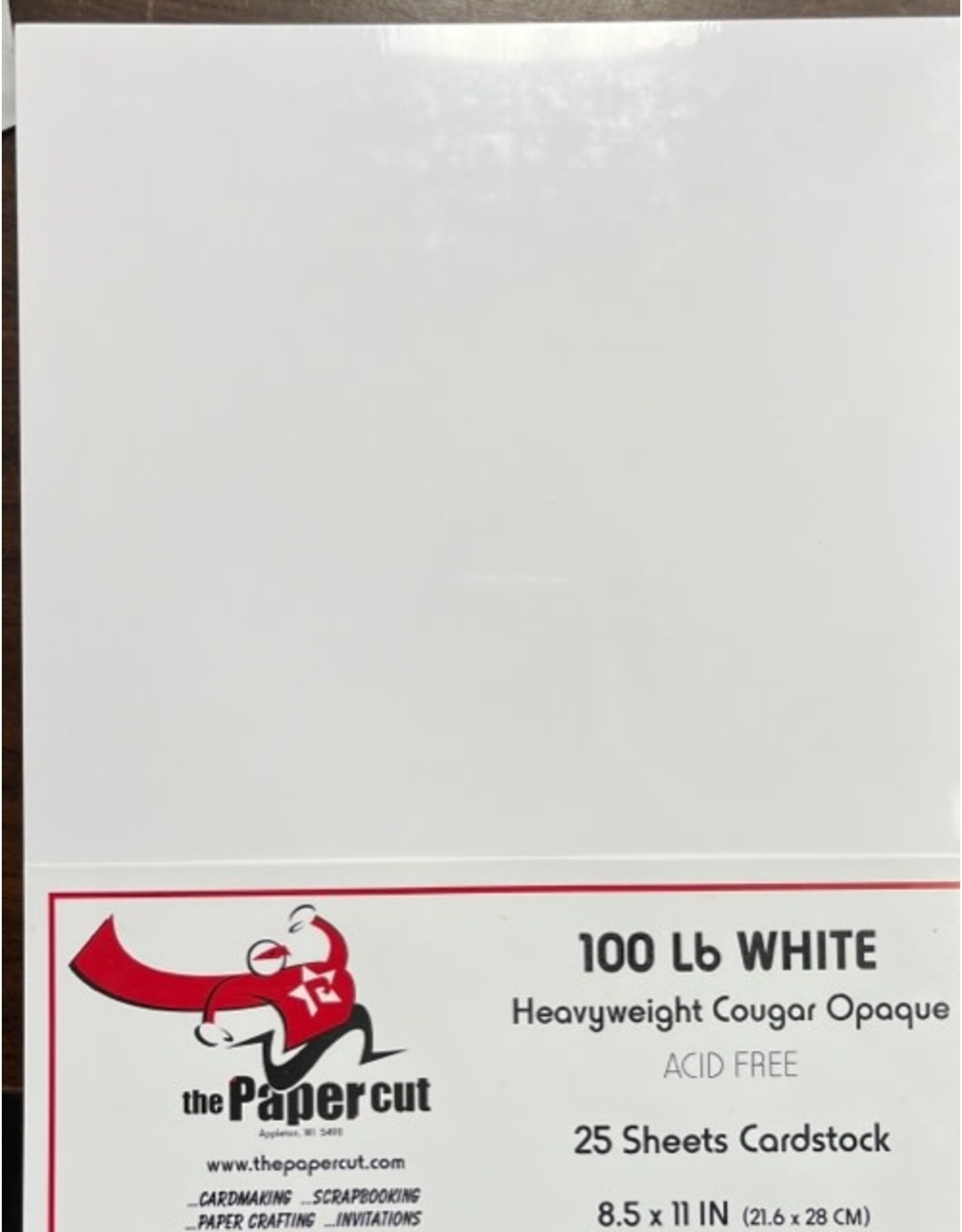 PAPER CUT THE PAPER CUT 100 LB WHITE HEAVYWEIGHT COUGAR OPAQUE 8.5x11 CARDSTOCK 25/PK