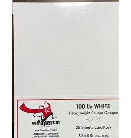 PAPER CUT THE PAPER CUT 100 LB WHITE HEAVYWEIGHT COUGAR OPAQUE 8.5x11 CARDSTOCK 25/PK