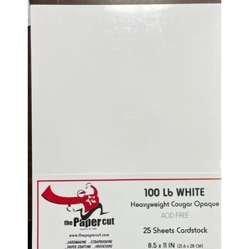 PAPER CUT THE PAPER CUT 100 LB WHITE HEAVYWEIGHT COUGAR OPAQUE 8.5x11 CARDSTOCK 25/PK