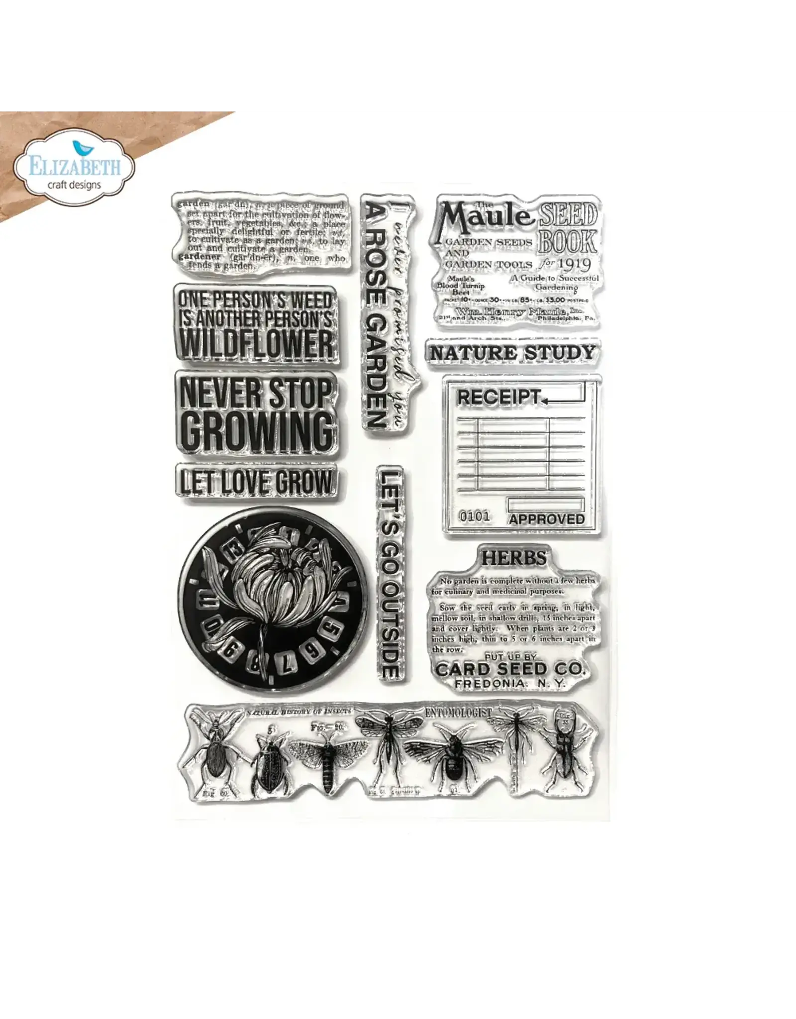 ELIZABETH CRAFT DESIGNS ELIZABETH CRAFT DESIGNS PLANNER ESSENTIALS WILDFLOWER CLEAR STAMP SET