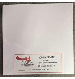 PAPER CUT THE PAPER CUT 100 LB WHITE COUGAR OPAQUE 12x12 CARDSTOCK 25 SHEETS