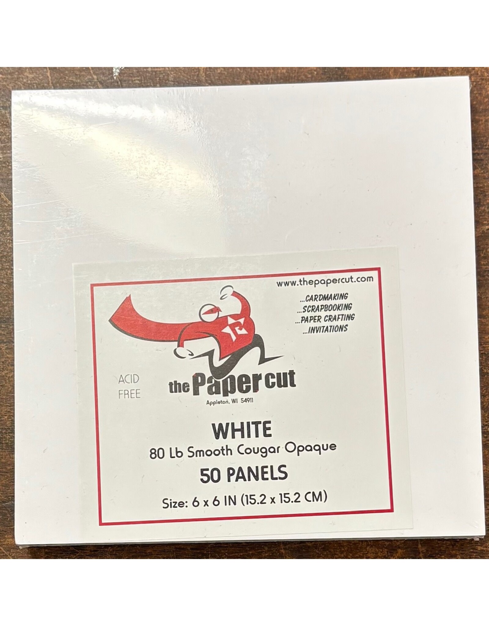 PAPER CUT THE PAPER CUT 80 LB WHITE COUGAR OPAQUE 6x6 PANELS 50/PK