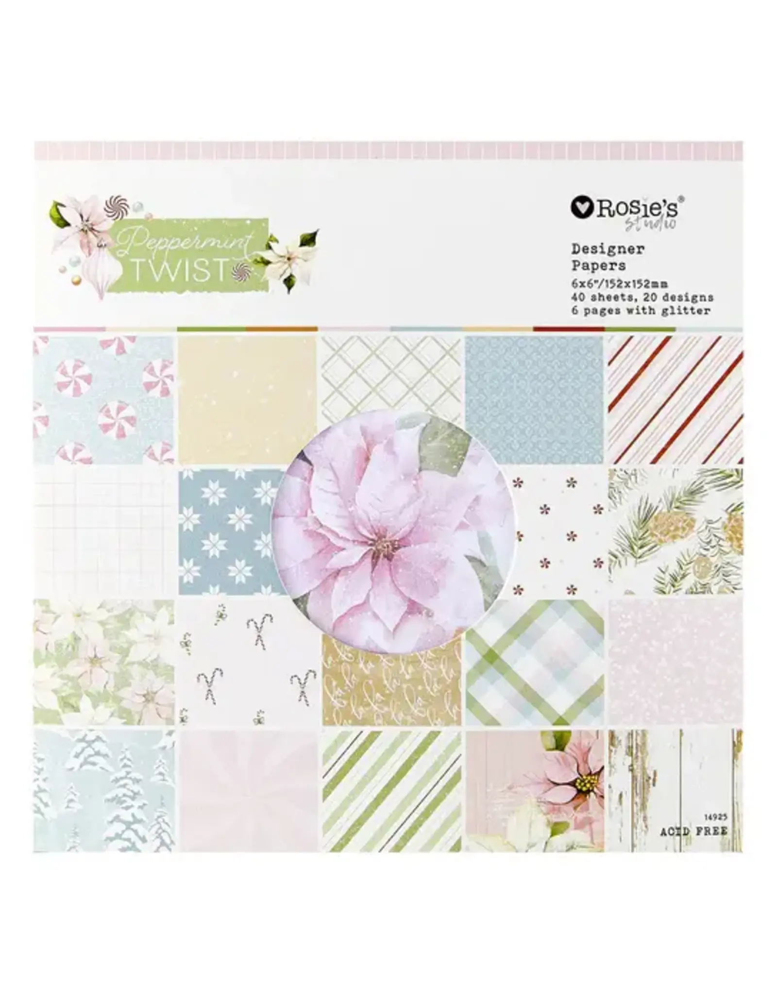 SPELLBINDERS SPELLBINDERS ROSIE'S STUDIO PEPPERMINT TWIST 6x6 PAPER PAD