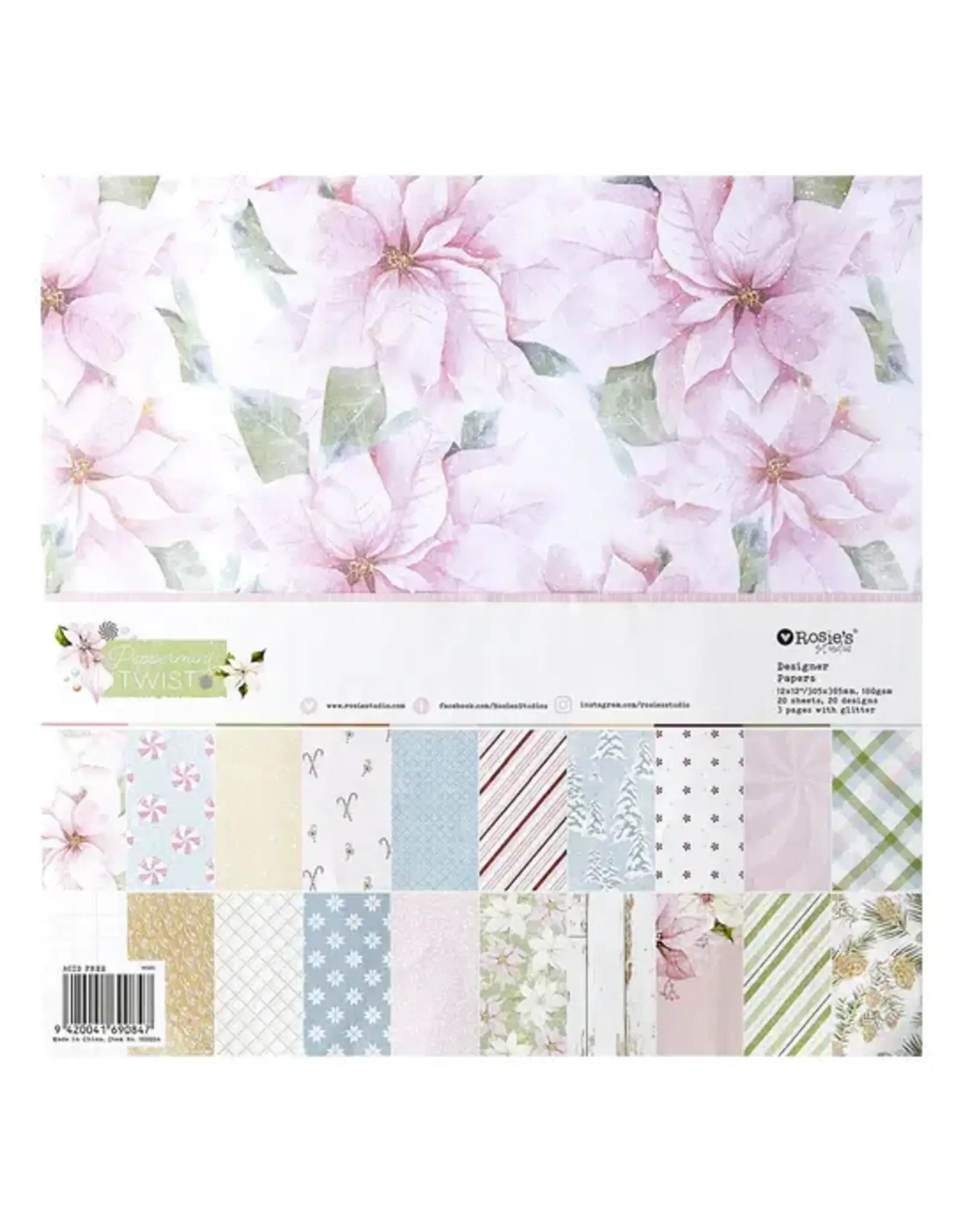 SPELLBINDERS SPELLBINDERS ROSIE'S STUDIO PEPPERMINT TWIST 12x12 PAPER PACK