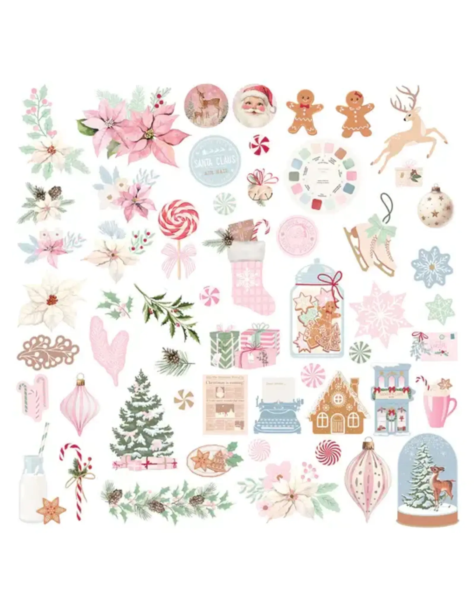 SPELLBINDERS SPELLBINDERS ROSIE'S STUDIO PEPPERMINT TWIST EPHEMERA DIE-CUTS 110/PK