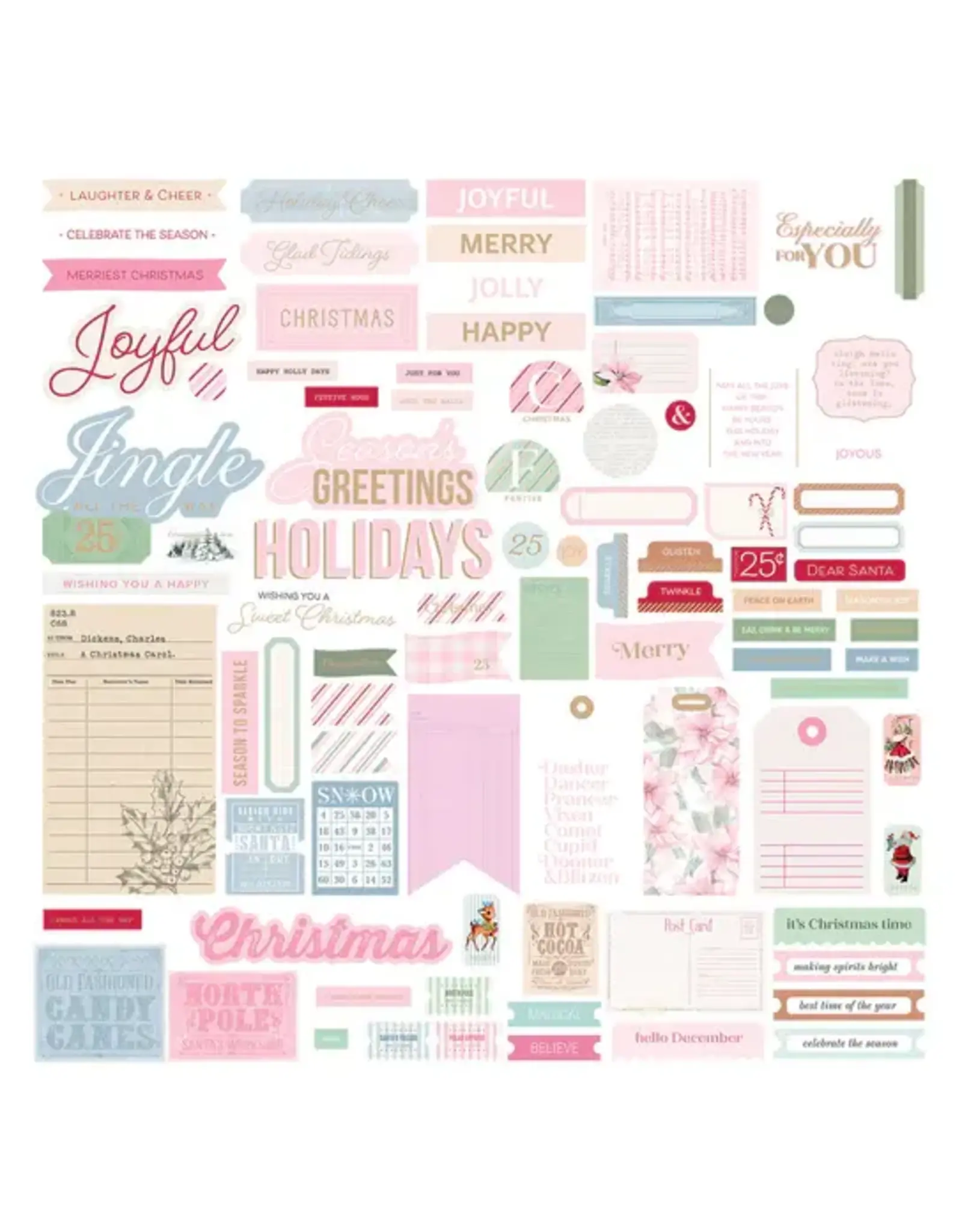SPELLBINDERS SPELLBINDERS ROSIE'S STUDIO PEPPERMINT TWIST SENTIMENTS EPHEMERA DIE-CUTS 172/PK