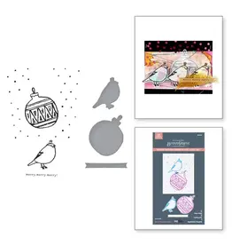 SPELLBINDERS SPELLBINDERS BETTERPRESS DINA WAKLEY STARRY HOLIDAY COLLECTION MERRY, MERRY, MERRY BIRD PRESS PLATES & DIE SET