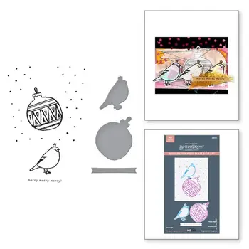 SPELLBINDERS SPELLBINDERS BETTERPRESS DINA WAKLEY STARRY HOLIDAY COLLECTION MERRY, MERRY, MERRY BIRD PRESS PLATES & DIE SET
