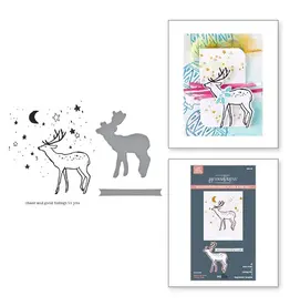 SPELLBINDERS SPELLBINDERS BETTERPRESS DINA WAKLEY STARRY HOLIDAY COLLECTION CHEER AND GOOD TIDINGS DEER PRESS PLATES & DIE SET
