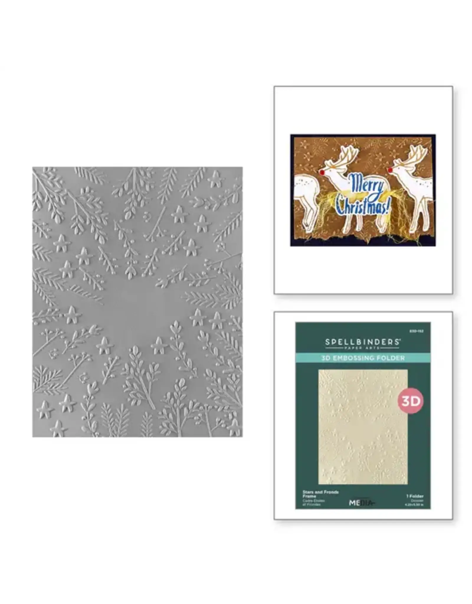 SPELLBINDERS SPELLBINDERS DINA WAKLEY STARRY HOLIDAY COLLECTION STARS AND FRONDS 3D EMBOSSING FOLDER