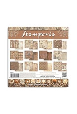 STAMPERIA STAMPERIA COFFEE AND CHOCOLATE BACKGROUNDS SELECTION 8x8 PAPER PACK 10 SHEETS