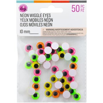 COUSINDIY PASTE-ON NEON WIGGLE EYES 50/PK