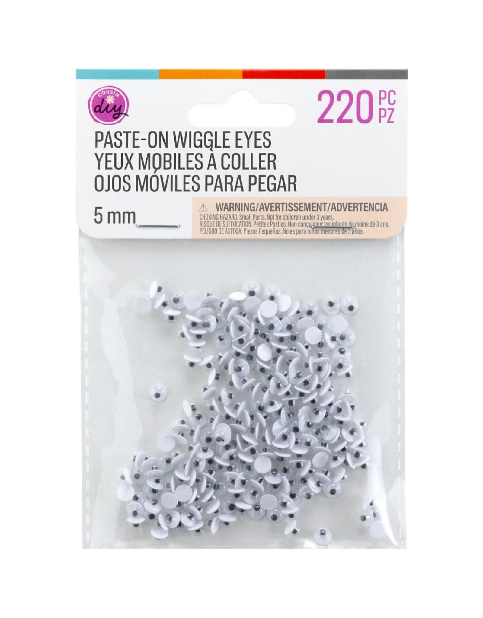 COUSINDIY COUSINDIY PASTE-ON BLACK WIGGLE EYES 5mm 220/PK