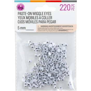 COUSINDIY PASTE-ON BLACK WIGGLE EYES 5mm 220/PK