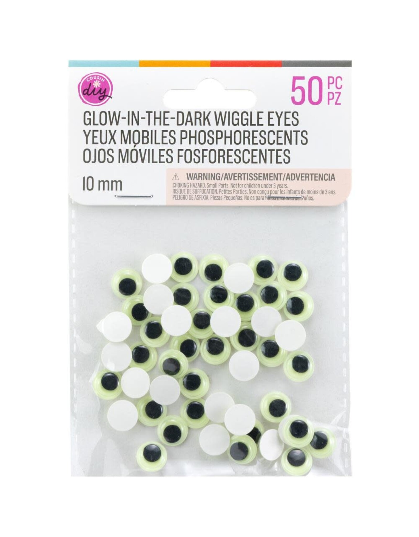 COUSINDIY COUSINDIY PASTE-ON GLOW IN THE DARK WIGGLE EYES 50/PK
