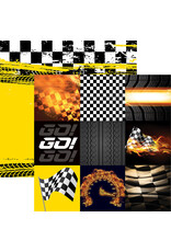 REMINISCE REMINISCE START YOUR ENGINES RACING WHEELS12x12 CARDSTOCK