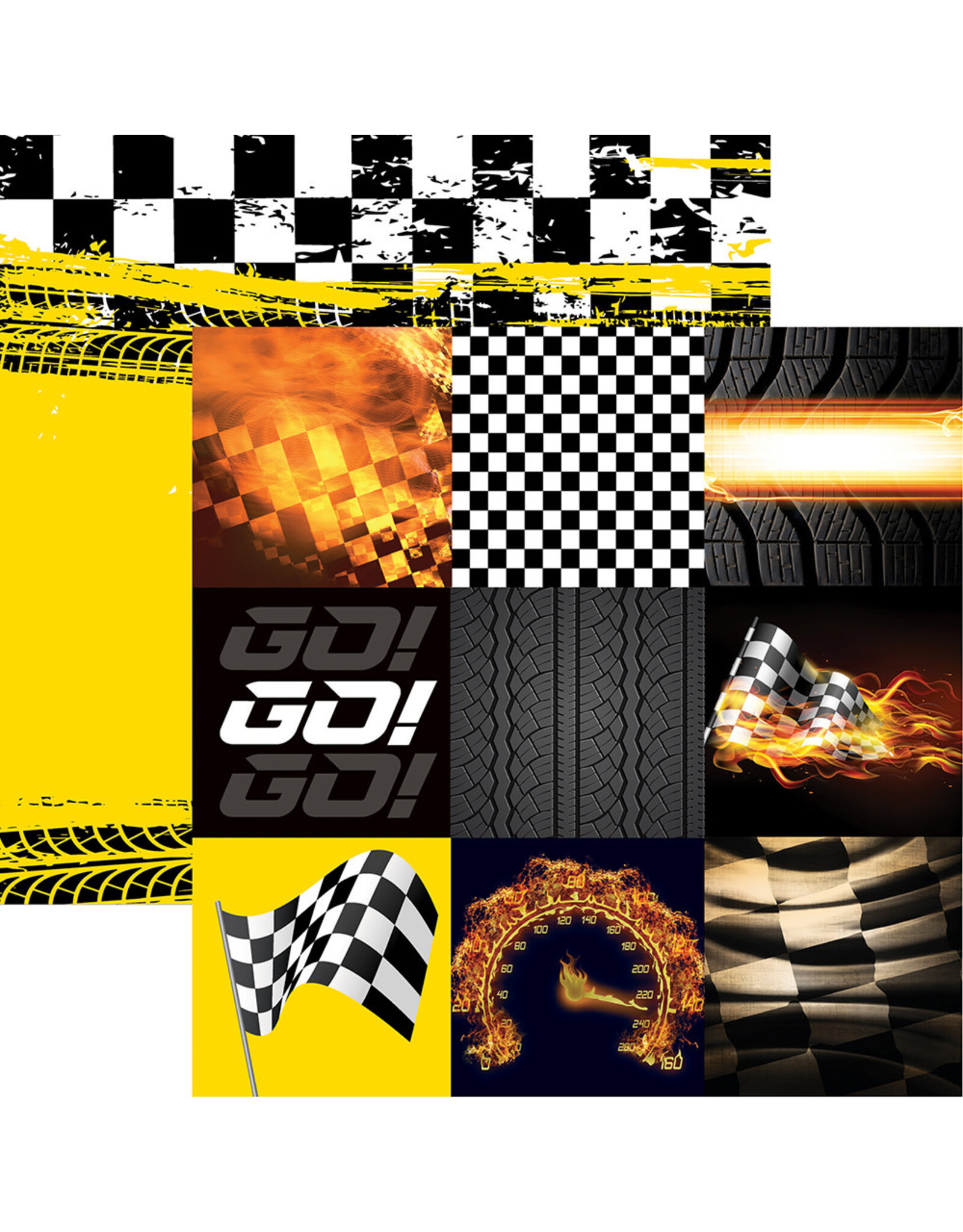 REMINISCE REMINISCE START YOUR ENGINES RACING WHEELS12x12 CARDSTOCK