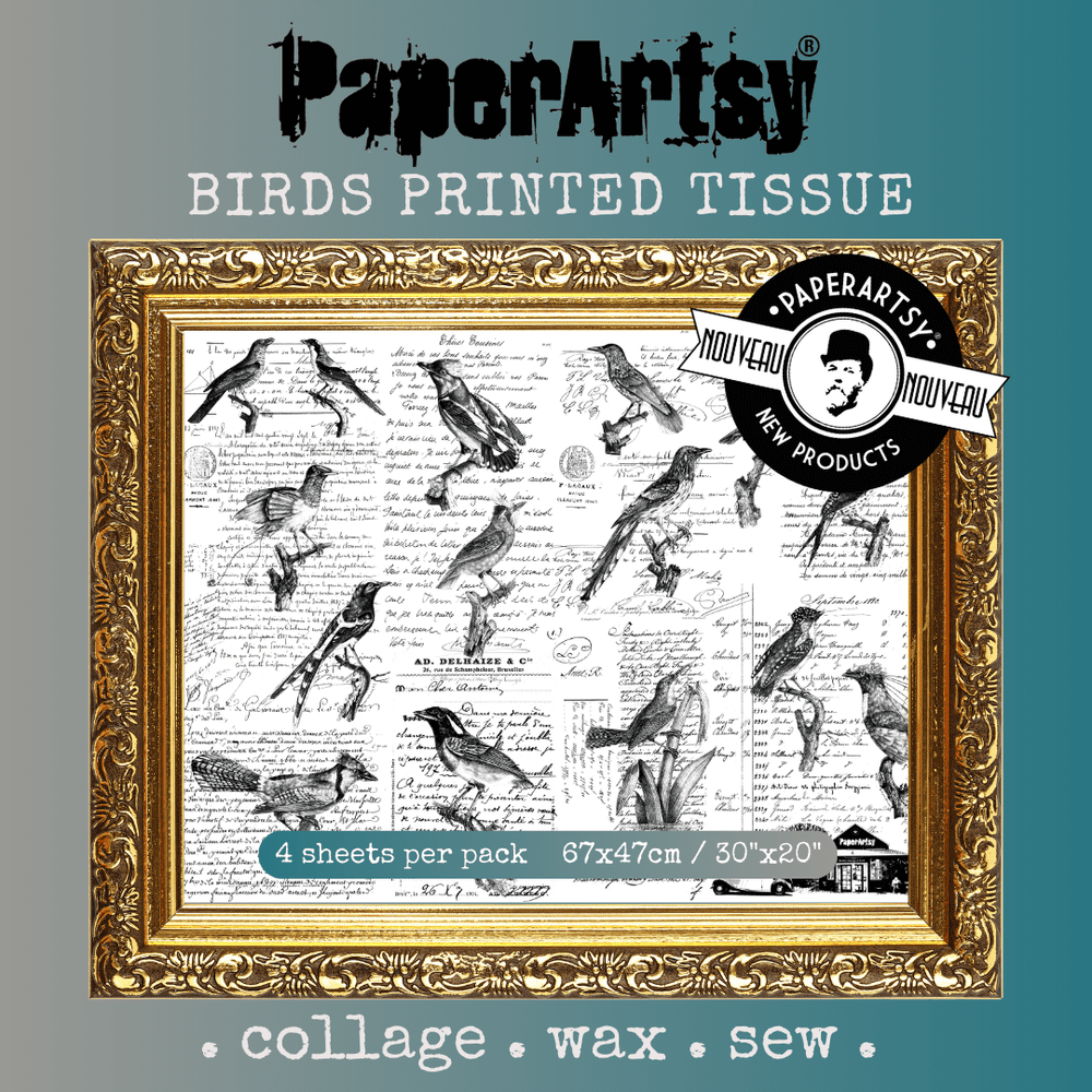 PAPER ARTSY PAPER ARTSY BIRDS PRINTED TISSUE COLLAGE PAPER 4 SHEETS
