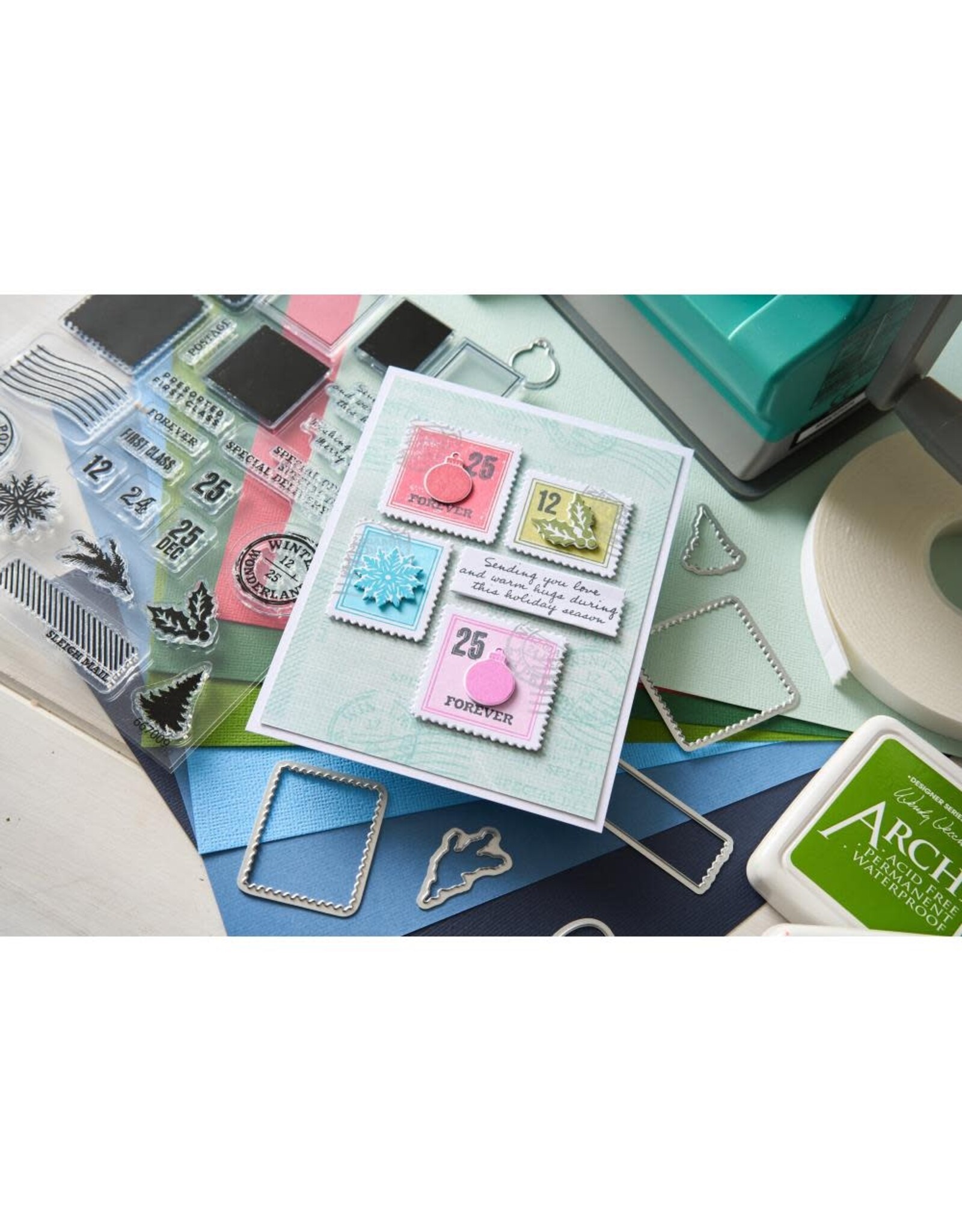 SIZZIX SIZZIX 49 AND MARKET SPECIAL DELIVERY FRAMELITS DIE AND CLEAR STAMP SET