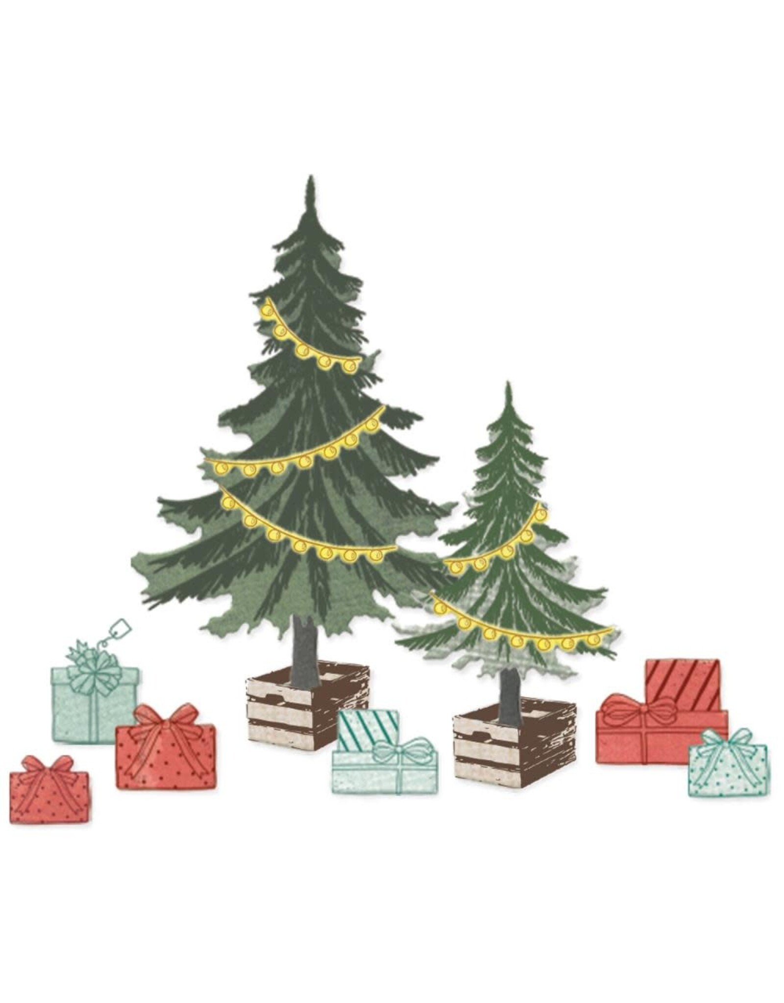 SIZZIX SIZZIX 49 AND MARKET TREES AND TRINKETS FRAMELITS DIE AND CLEAR STAMP SET