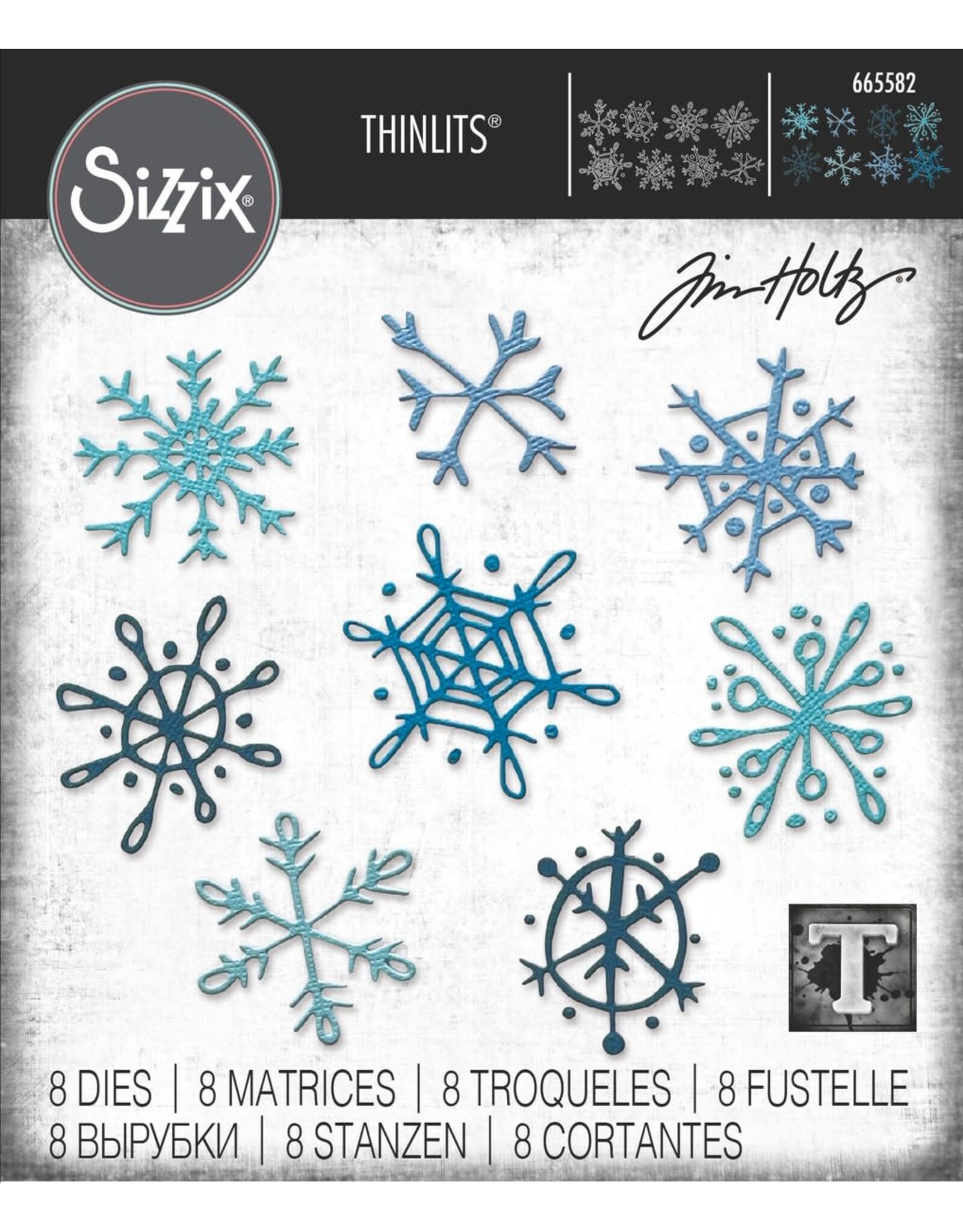SIZZIX SIZZIX TIM HOLTZ SCRIBBLY SNOWFLAKES THINLITS DIE SET