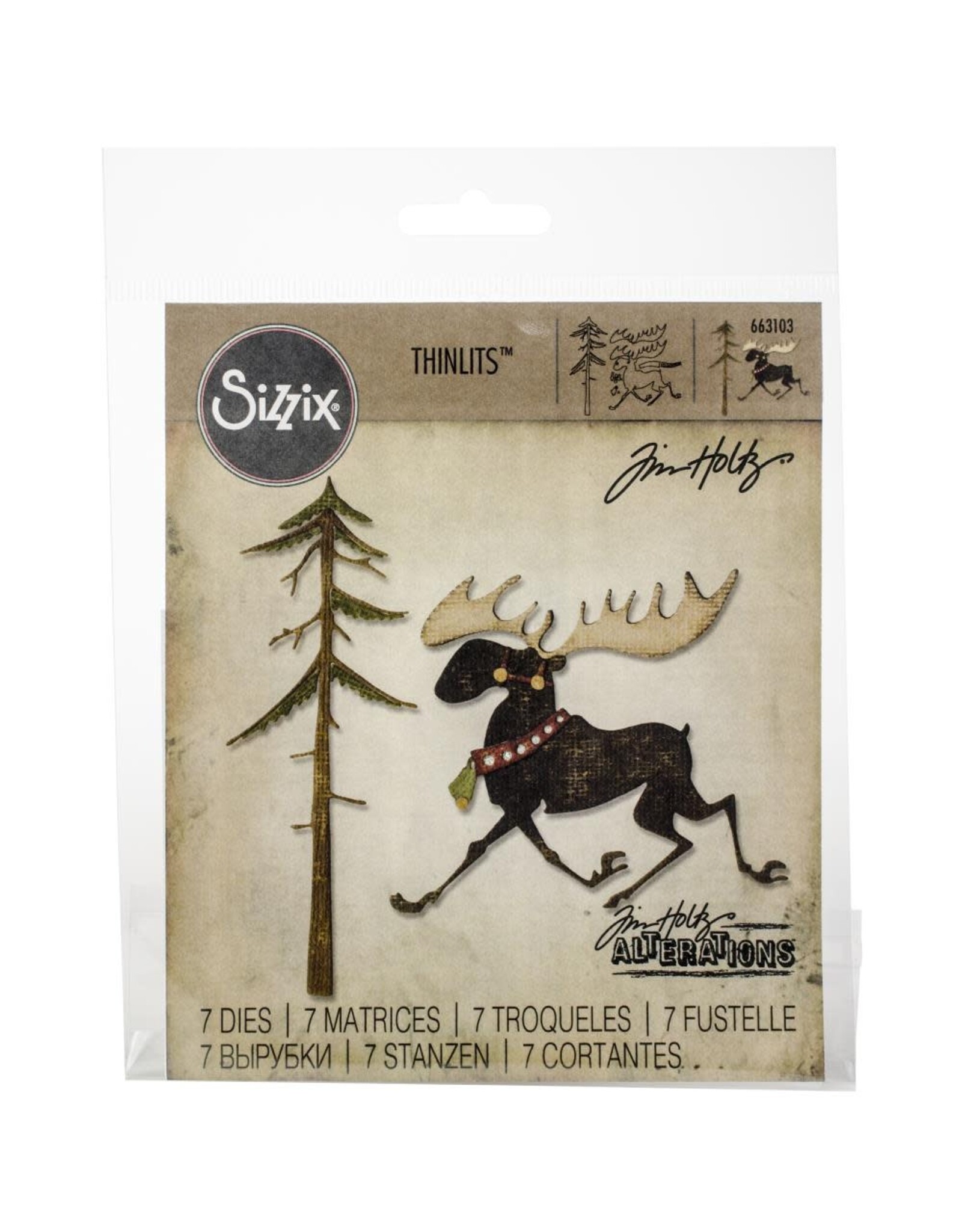 SIZZIX SIZZIX TIM HOLTZ MERRY MOOSE THINLITS DIE SET