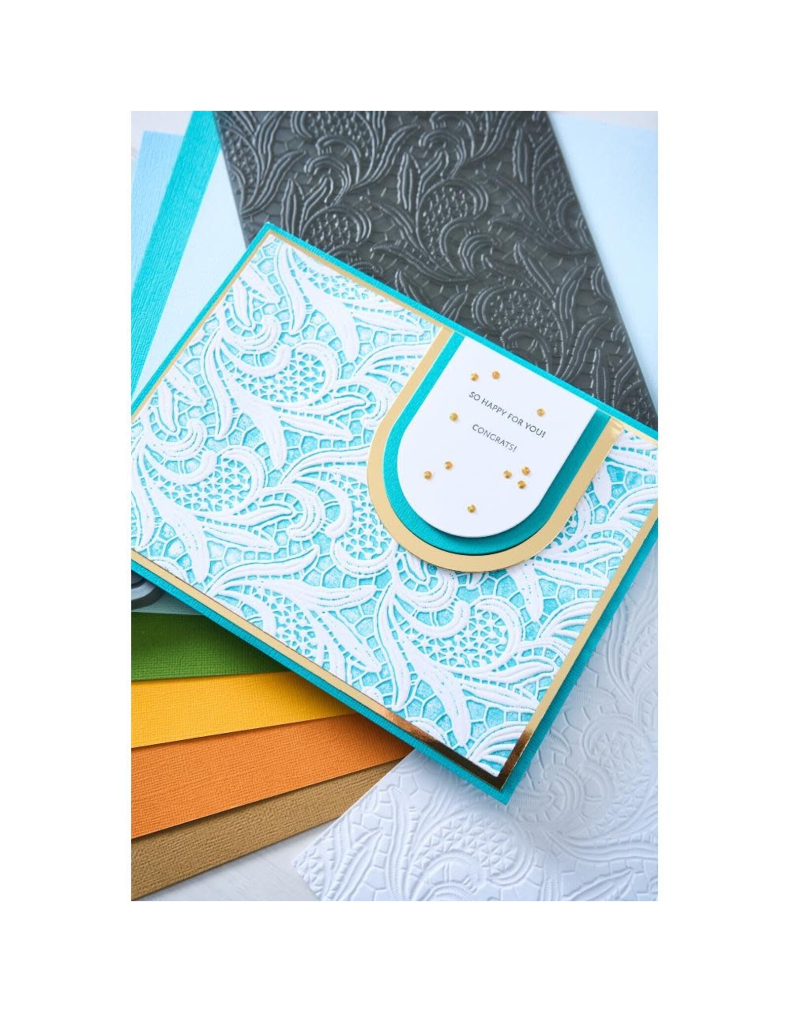 SIZZIX SIZZIX EILEEN HULL 3D TEXTURED IMPRESSIONS LACY LEAVES A5 EMBOSSING FOLDER