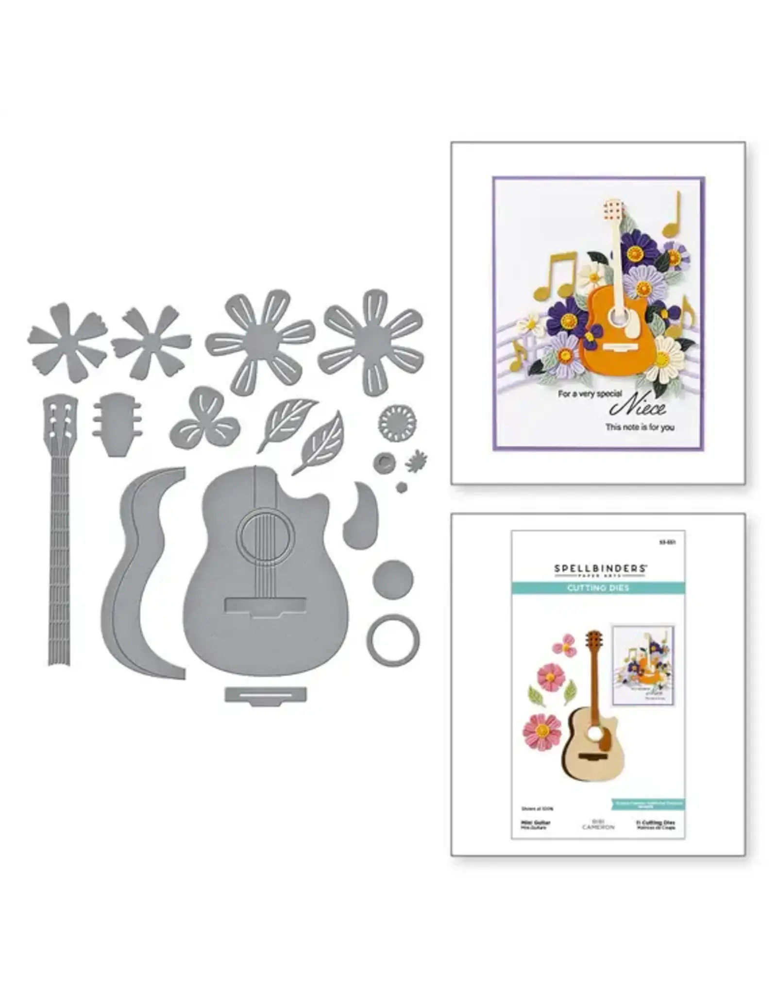 SPELLBINDERS SPELLBINDERS BIBI CAMERON BIBI'S MUSICAL NOTES COLLECTION MINI GUITAR DIE SET