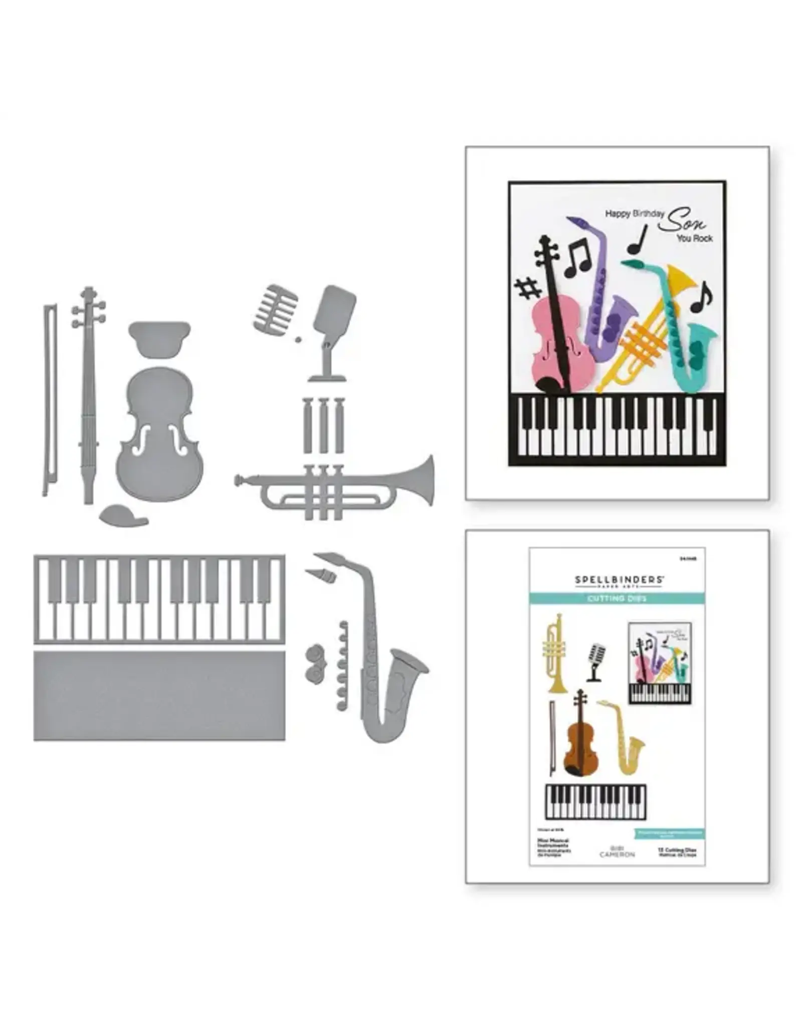 SPELLBINDERS SPELLBINDERS BIBI CAMERON BIBI'S MUSICAL NOTES COLLECTION MINI MUSICAL INSTRUMENTS DIE SET