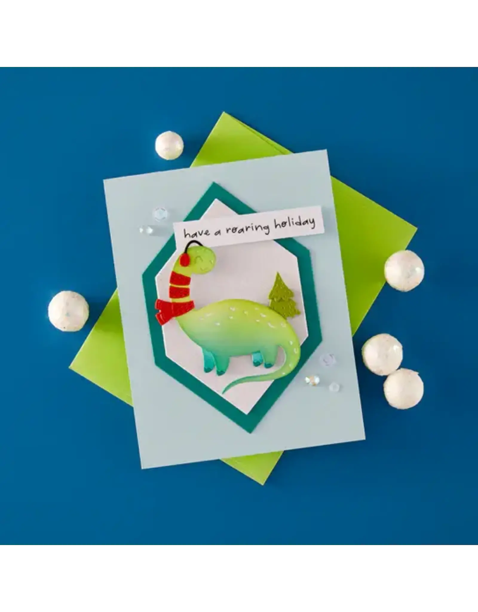 SPELLBINDERS SPELLBINDERS DINO-SIZED HOLIDAY CLEAR STAMP & DIE SET